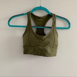 Khaki sports bra with removeable padding